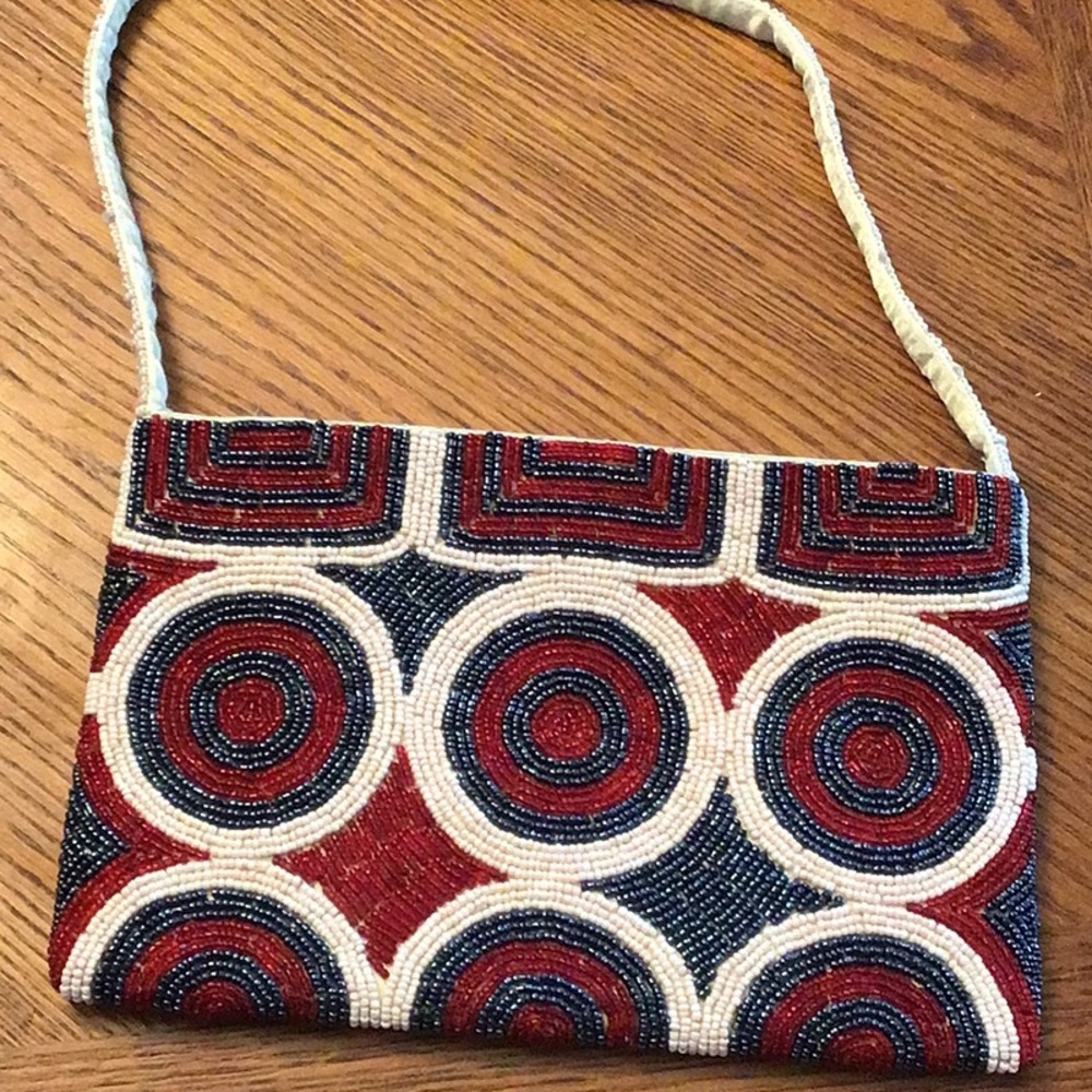 Vintage Satin lined beaded Clutch